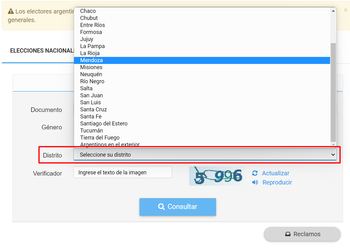 Dónde voto en Mendoza